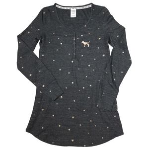 VS PINK I've Been Good(ish) Thermal Knit Henley Holiday Sleepshirt SZ S